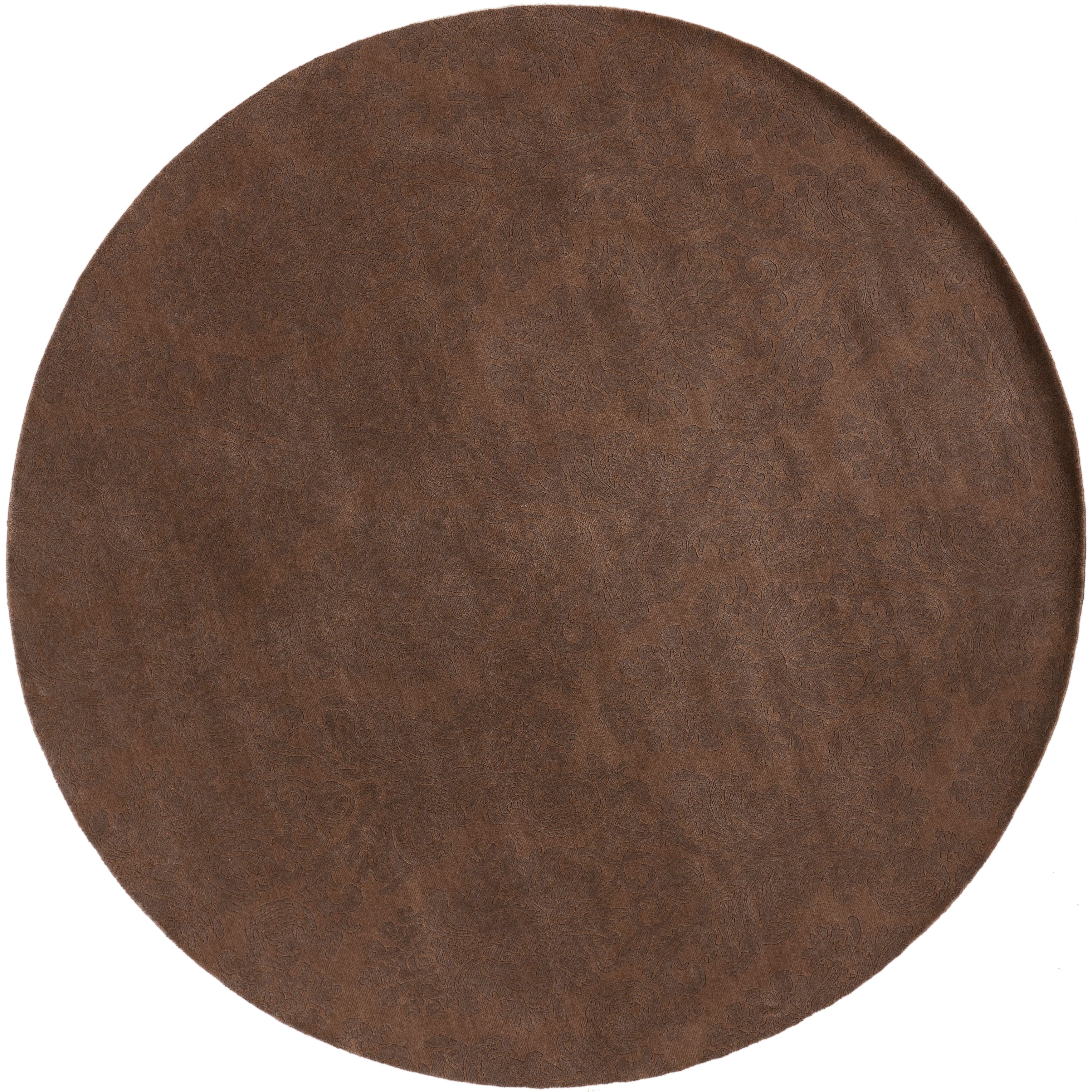 slide 2 of 2, Hand-knotted Wheeler Wool Area Rug - 8' Round - 8' x 8' Brown - 8' x 8' - Round