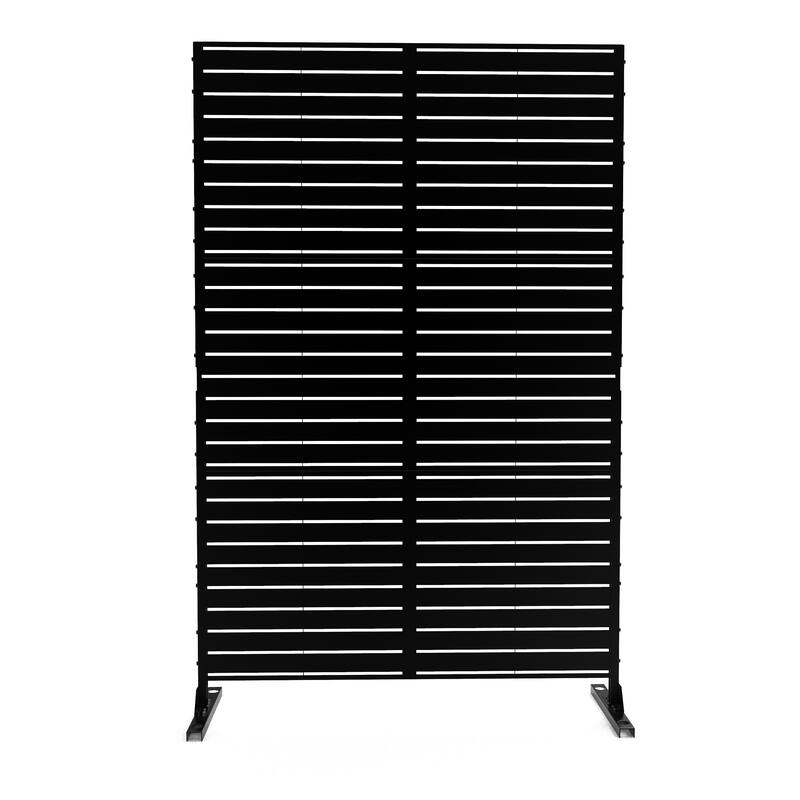 Outdoor 75'' x 47'' Metal Privacy Screen Fence Panel Line Pattern