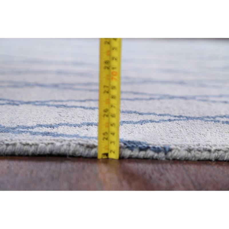 Hand Knotted Oriental 100% Wool Carpet Modern Geometric Greys & Charcoal Moroccan Area Rug - 7' 8'' X 5' 1''