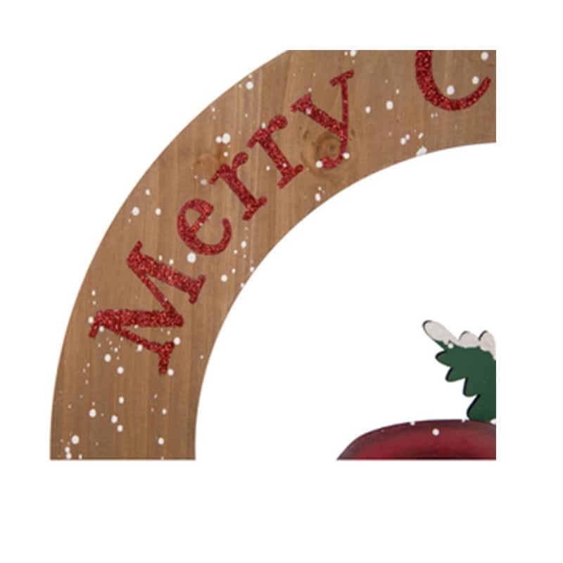 Glitzhome 17"H Wooden/Iron Christmas Truck Floral Wall Hanging Decor