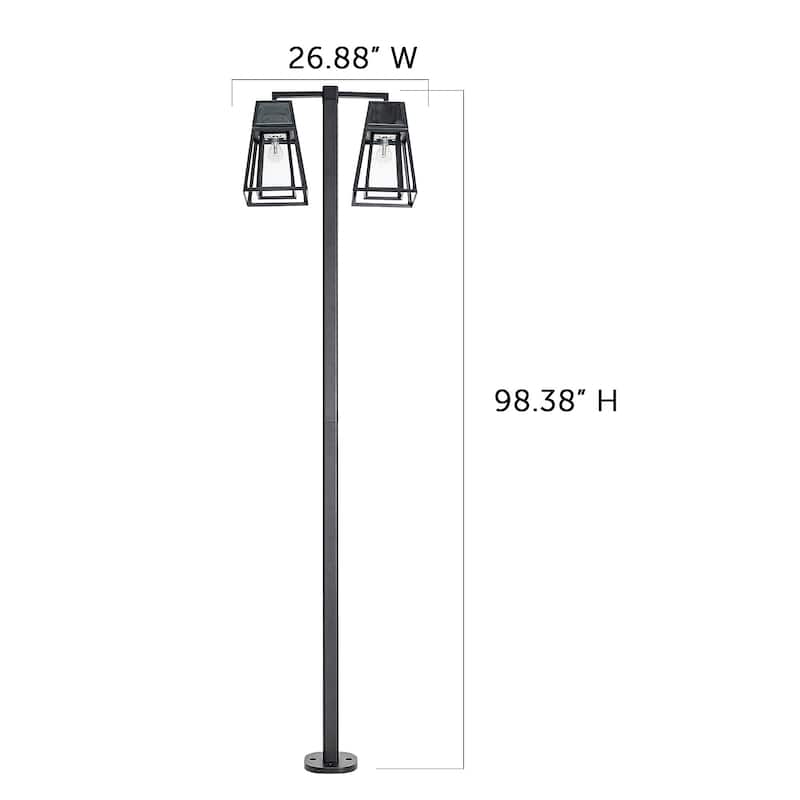 Gama Sonic Aria 98 in. Black Modern Aluminum Double Solar Post Light
