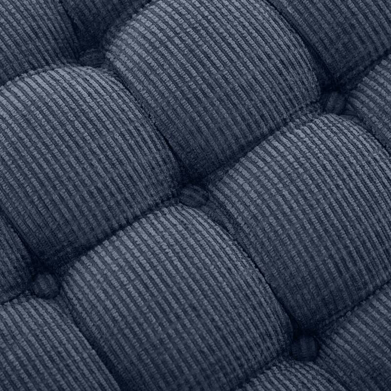 29.5" Blue Button-Tufted Storage Ottoman Bench