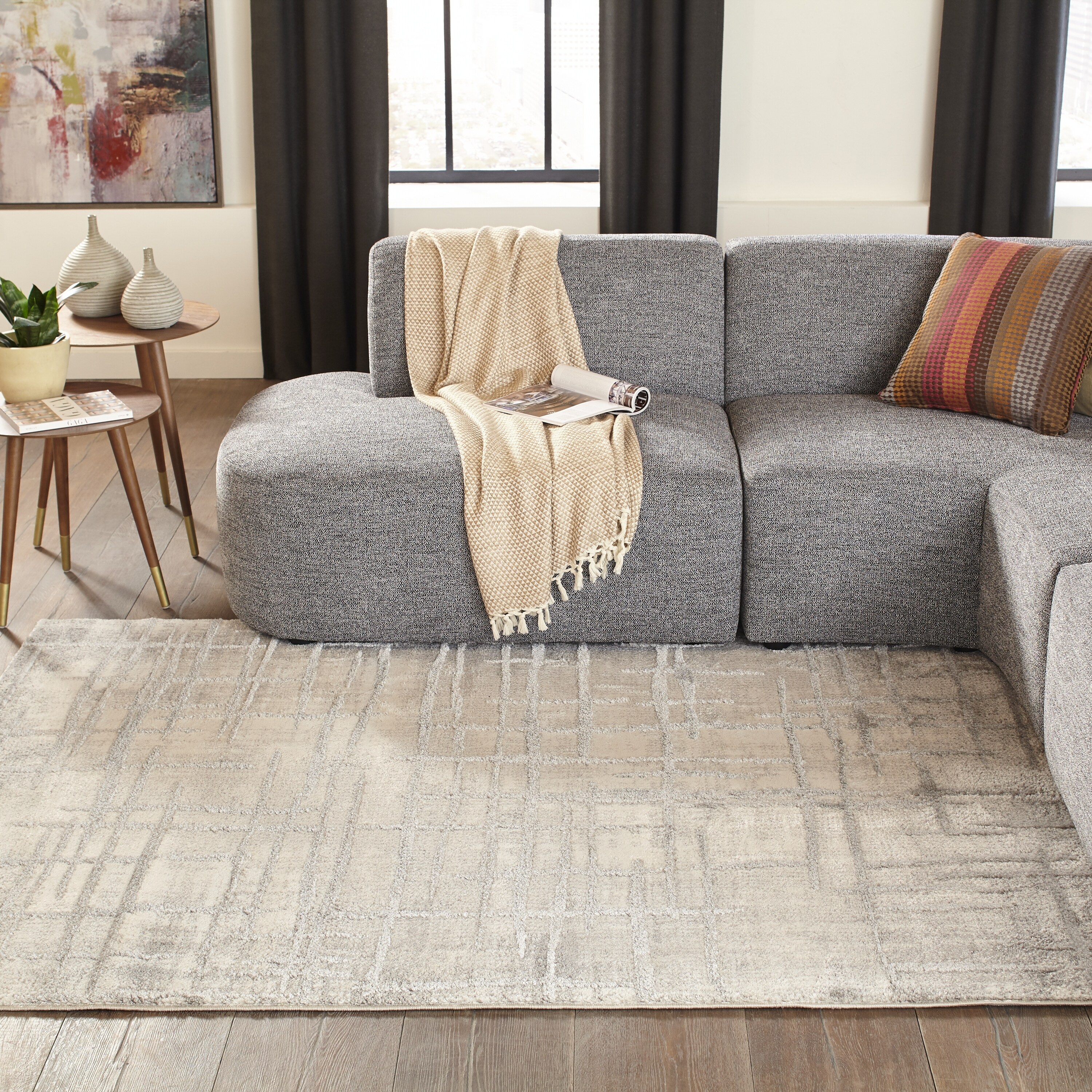 Shop Momeni Matrix Herning Grey Abstract Area Rug 5 X 7 6 5 3