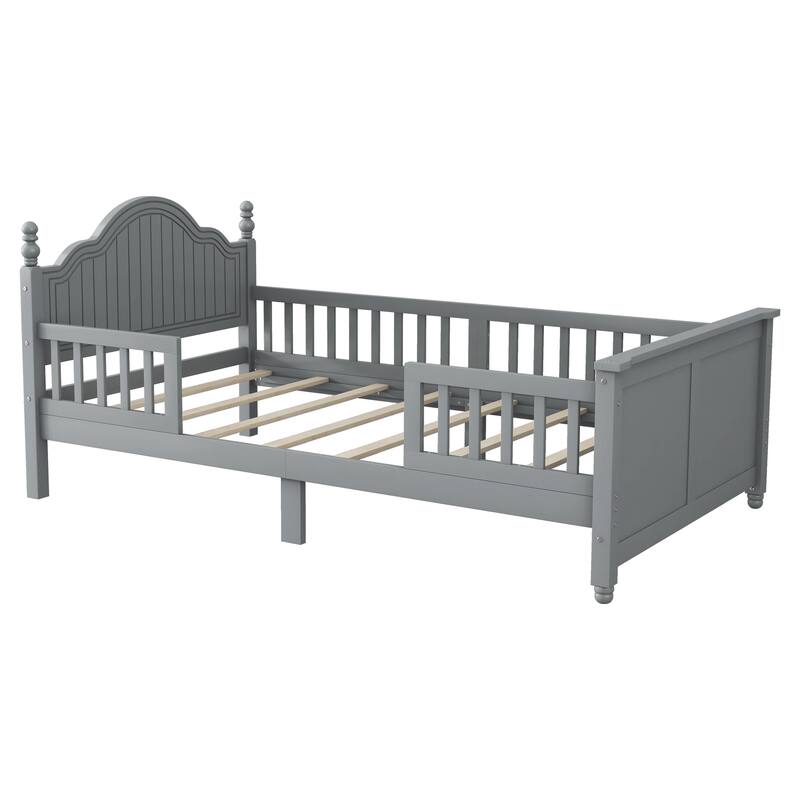 Twin Size Bed For Kids, Wood Twin Platform Bed with Headboard and Footboard, White