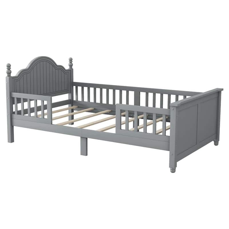 Twin Size Bed For Kids, Wood Twin Platform Bed with Headboard and Footboard