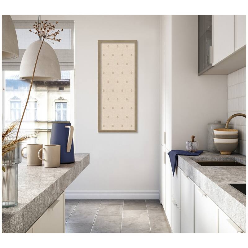 Kate and Laurel Pinboard Beige Botanical Block Print