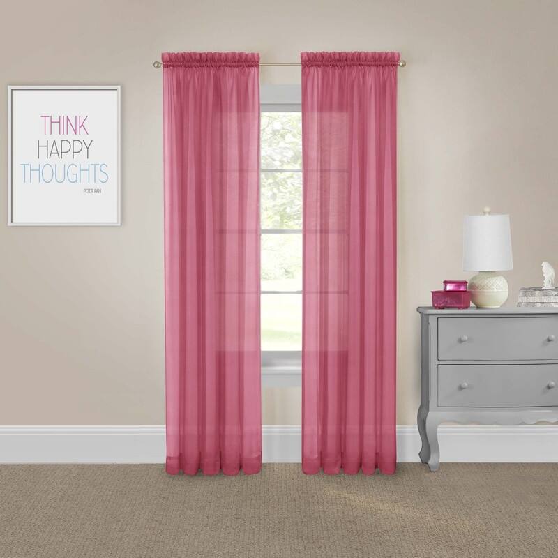 Eclipse Victoria Voile Curtain Panel Pair - 63 Inches - Pink