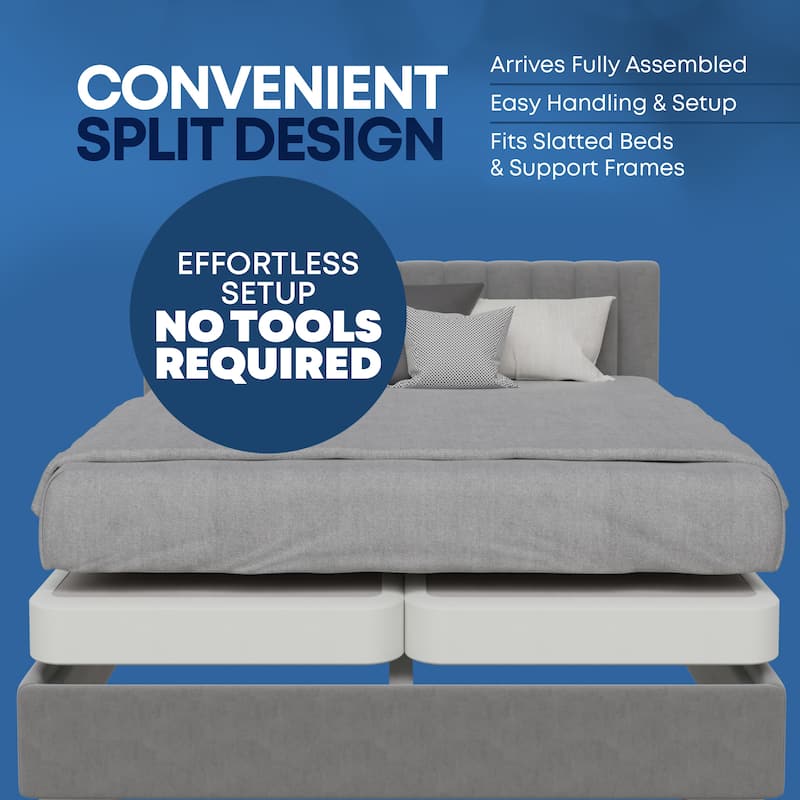 Onetan 4" And 8" Wooden Box Spring, Low Profile Split Bed Foundation Ideal for Mattress, No Assembly Needed, White.