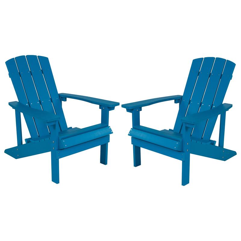 Outdoor All-Weather Poly Resin Wood Adirondack Chairs (Set of 2)