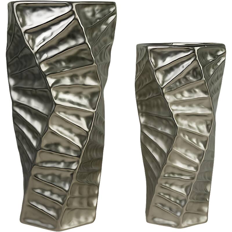 Aria Home Silver Ceramic Vase Set Modern Sculptural Decor - Silver