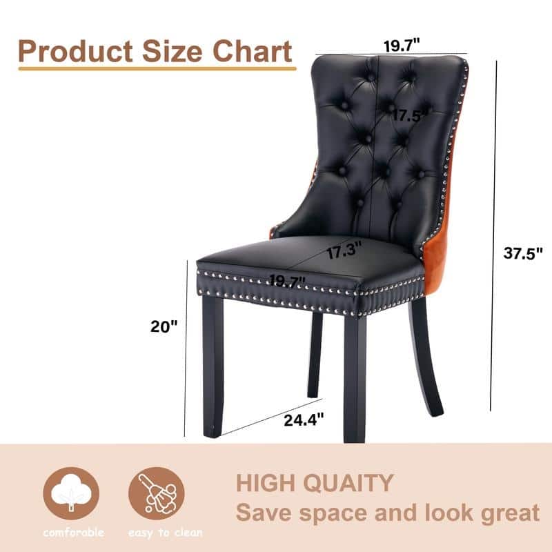 Modern Tufted Velvet Upholstered Nailhead Dining Chair Set of 6