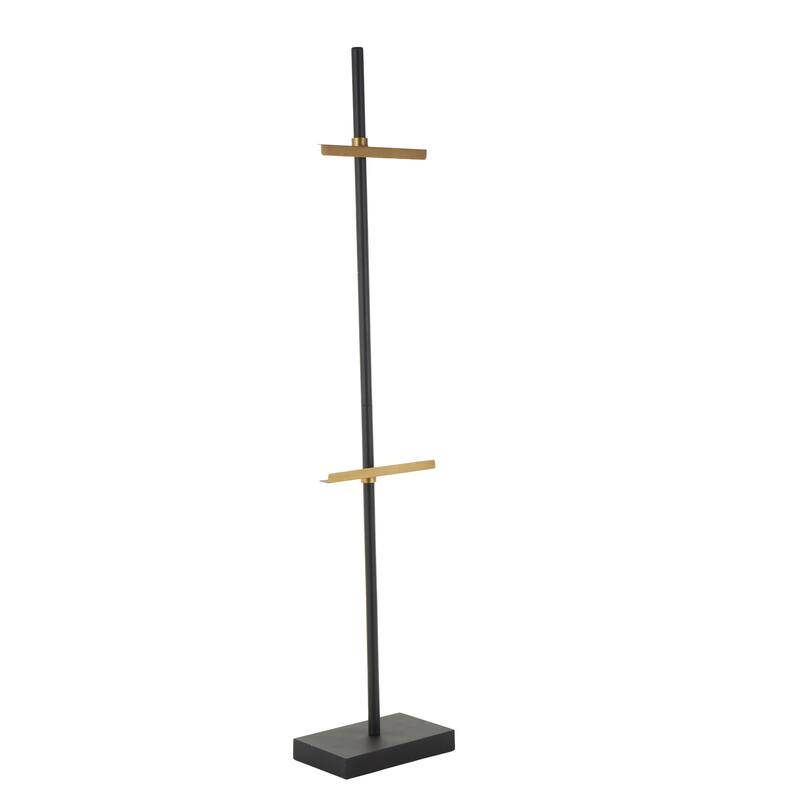 Metal Tall 2 Hook Easel with Gold Accents - Black - Roche River Decor