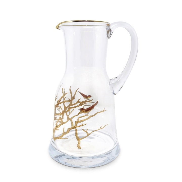 Bird Design Glass Pitcher - 51 oz