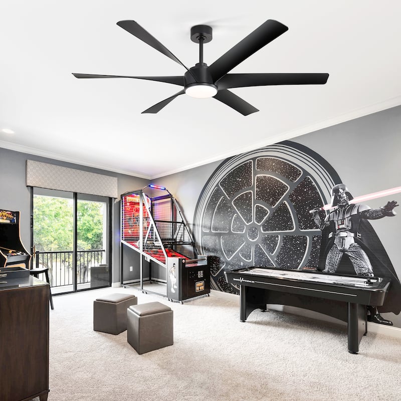 65-in Gold Large Indoor Ceiling Fan with Light Remote-6 blade