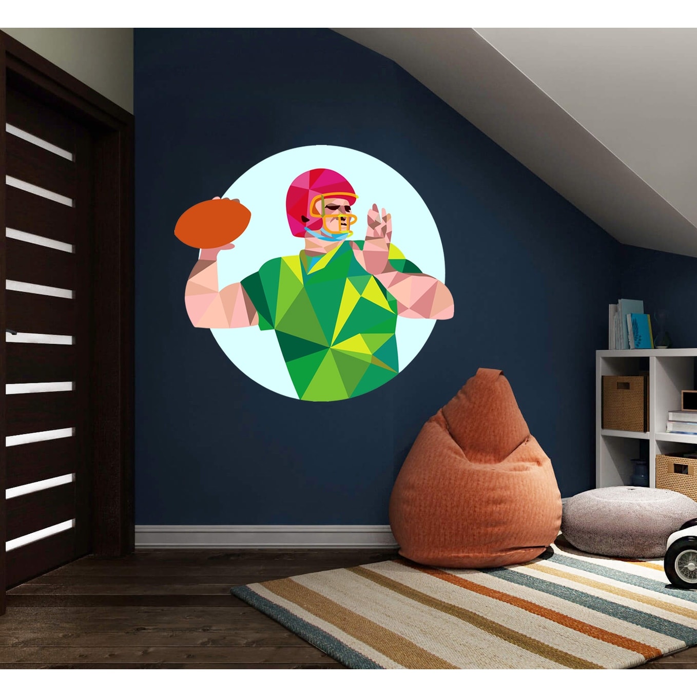 Quarterback Polygonal Wall Decal, American Football, QB-image
