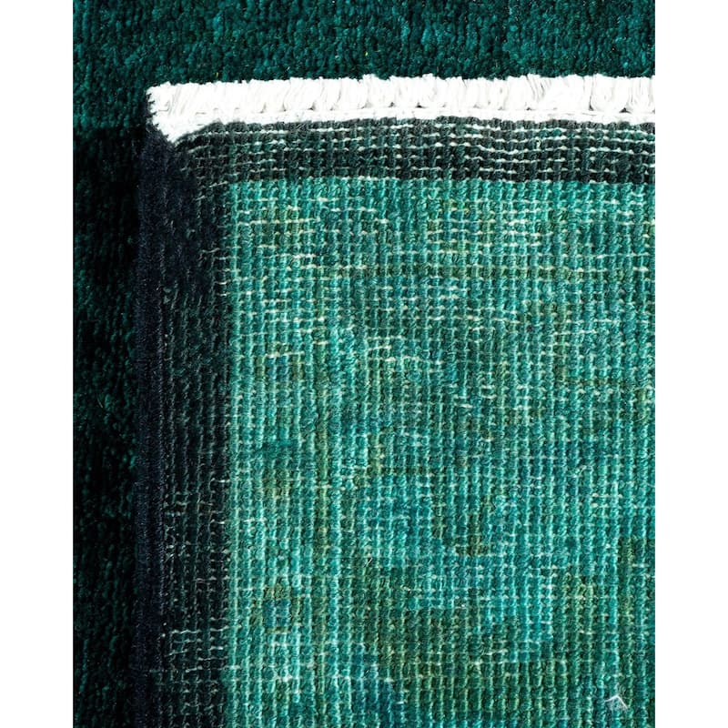 Overton Hand Knotted Wool Vintage Inspired Modern Contemporary Overdyed Black Runner Rug - 2' 5" x 17' 9"