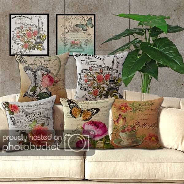 Shop Floral Butterfly Printed Cushion Cover Chezmax Cotton Linen