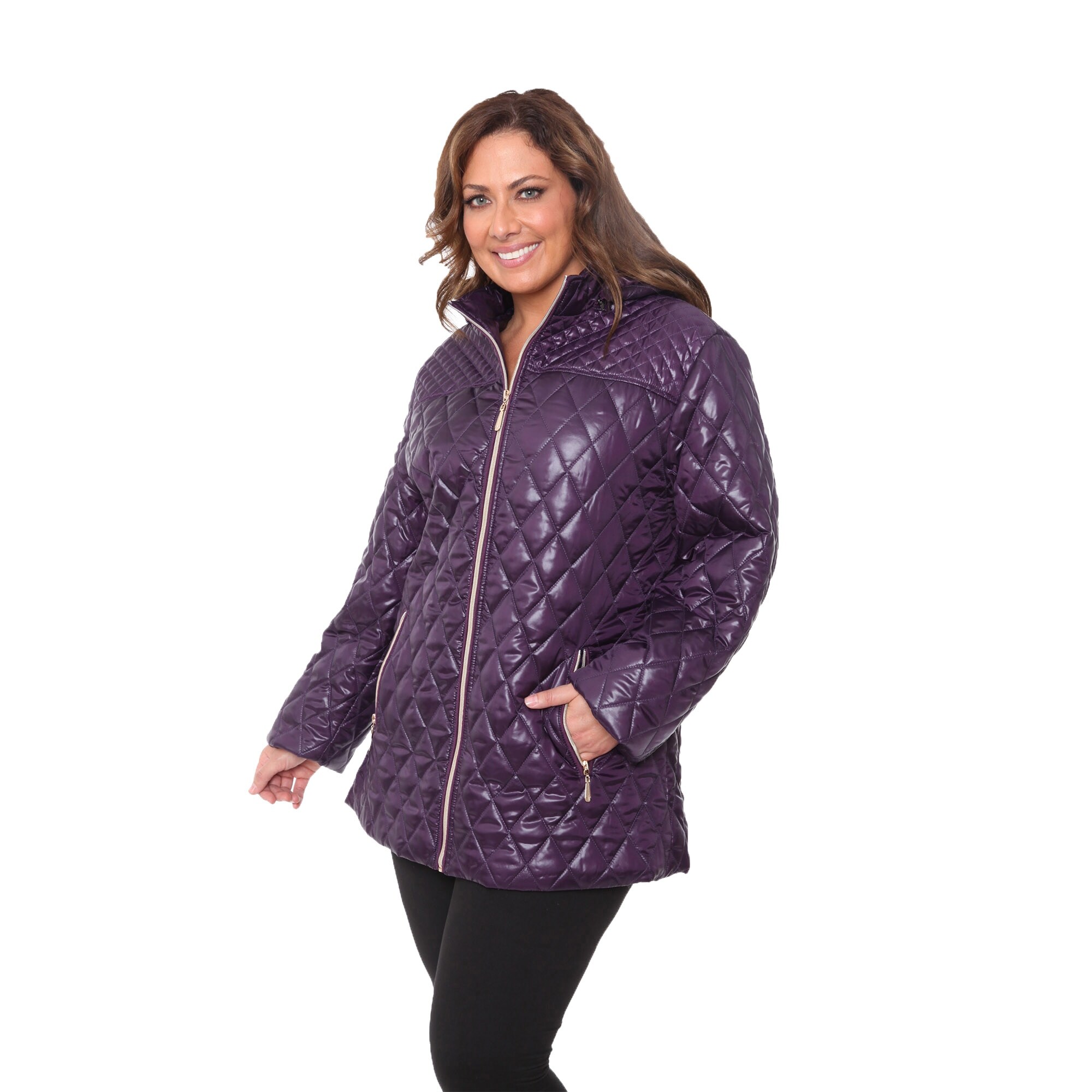 plus size purple coat