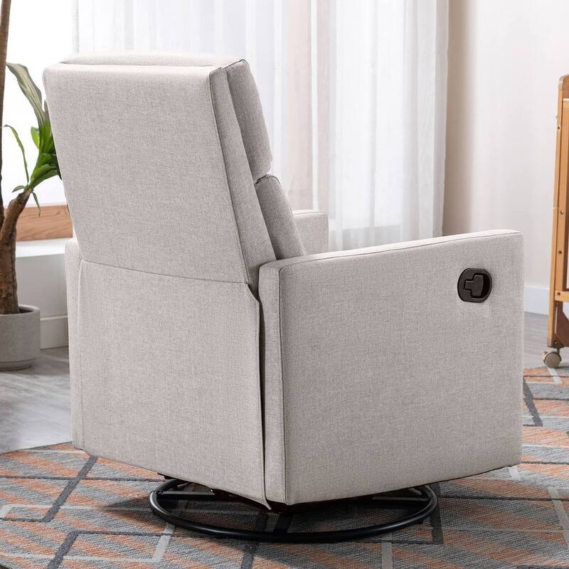 Modern 360° Swivel Sliding Linen Upholstered Recliner