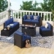preview thumbnail 19 of 179, AOXUN Fire Pit Conversation Set Rattan Sofa Set Outdoor Furniture With Cushions Black-Navy - 8-Piece