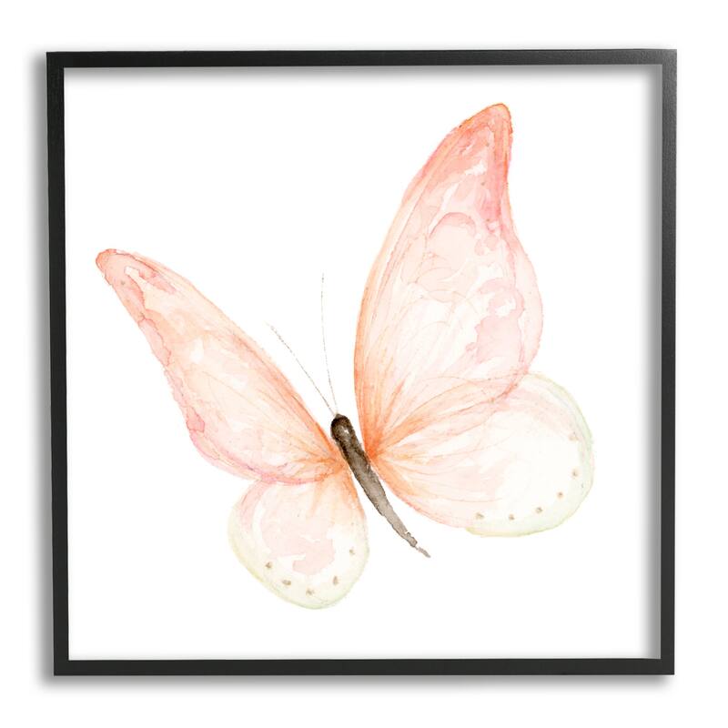 Stupell Pink Butterfly Watercolor Painting Kids' Nursery Insect Framed Wall Art