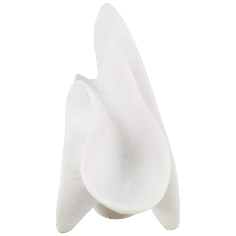 Polystone Abstract Wavy Shaped Decorative Sculpture with Cutouts and Speckled Texturing - White - Roche River Decor