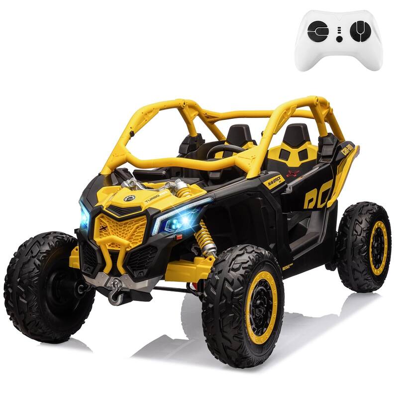 2 Seater Ride on UTV Car, Licensed Can-Am Electric Off-Road Car - Yellow