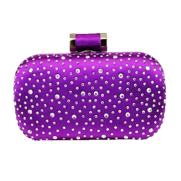 purple glitter clutch bag