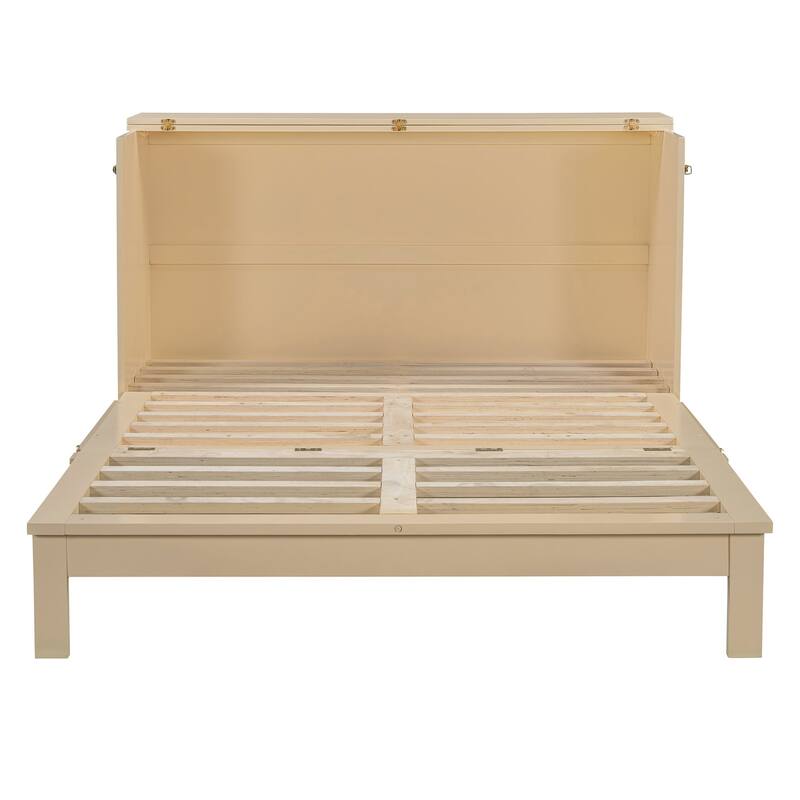 Full/Queen Size Murphy Bed with Large Storage Drawers and USB Charging Port -Space-Saving and Stylish Solution for Small Spaces