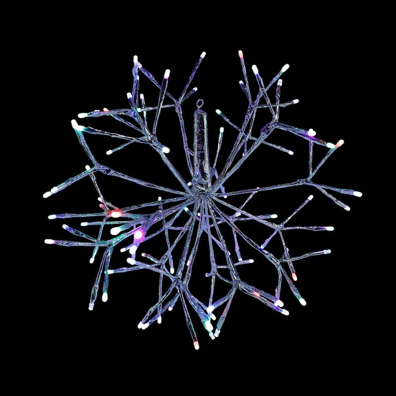 Alpine Corporation 16"H Indoor Holiday 3D Snowflake Hanging Ornament with LED Lights