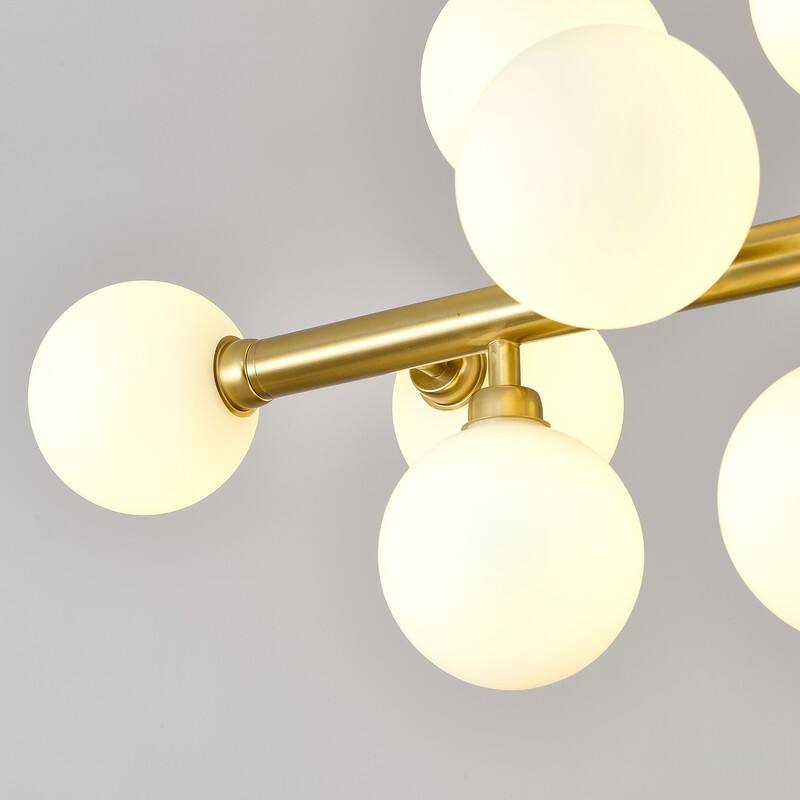 Mid-Century Modern Sputnik Chandelier 16-Light Adjustable Brass Pendant with Glass Globes for Dining Rooms - 34.7in