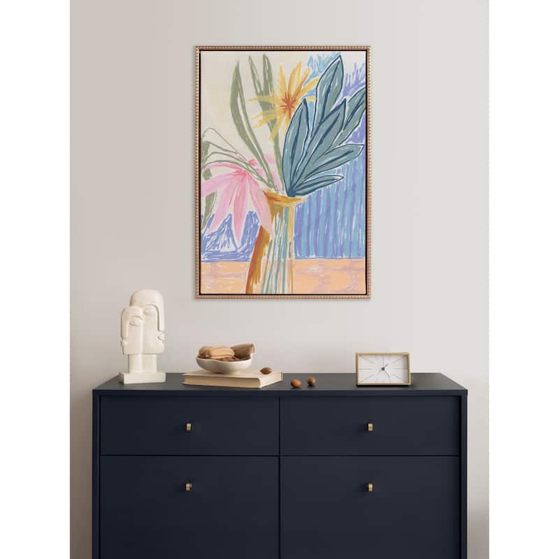 Kate and Laurel Sylvie Beaded Bouquet Canvas by Kate Aurelia Holloway