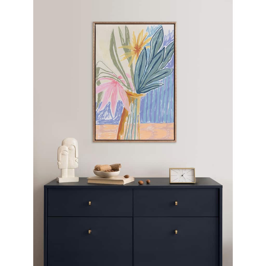 Kate and Laurel Sylvie Beaded Bouquet Canvas by Kate Aurelia Holloway