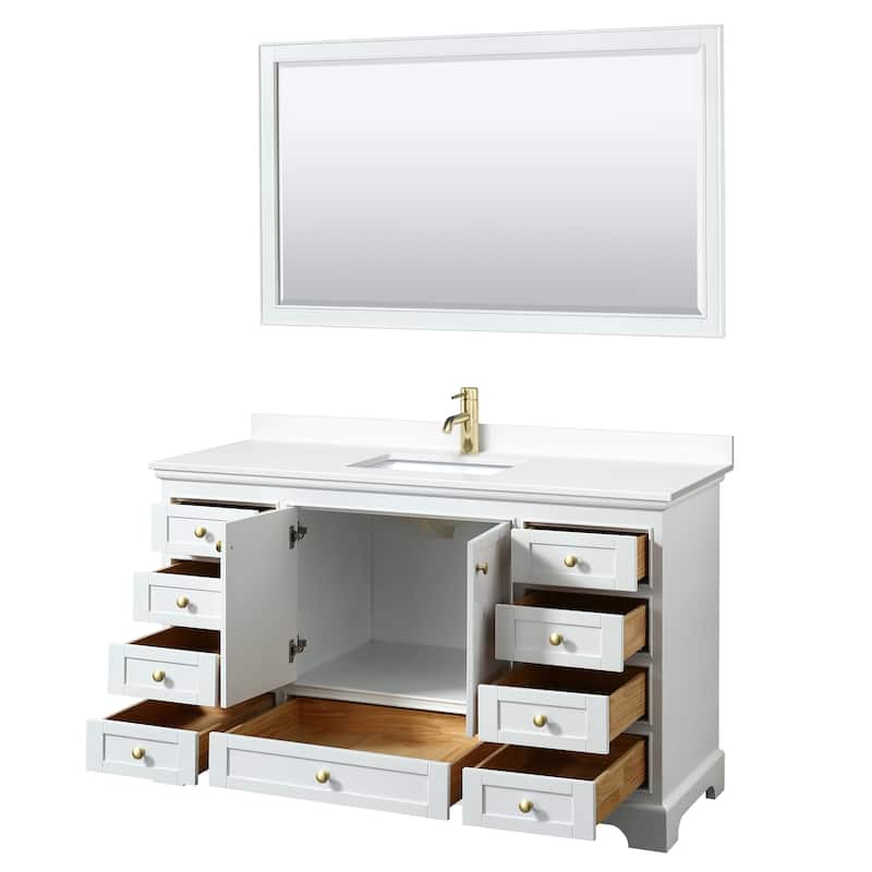 Deborah 60-inch Single Vanity, Cultured Marble Top, 58-inch Mirror