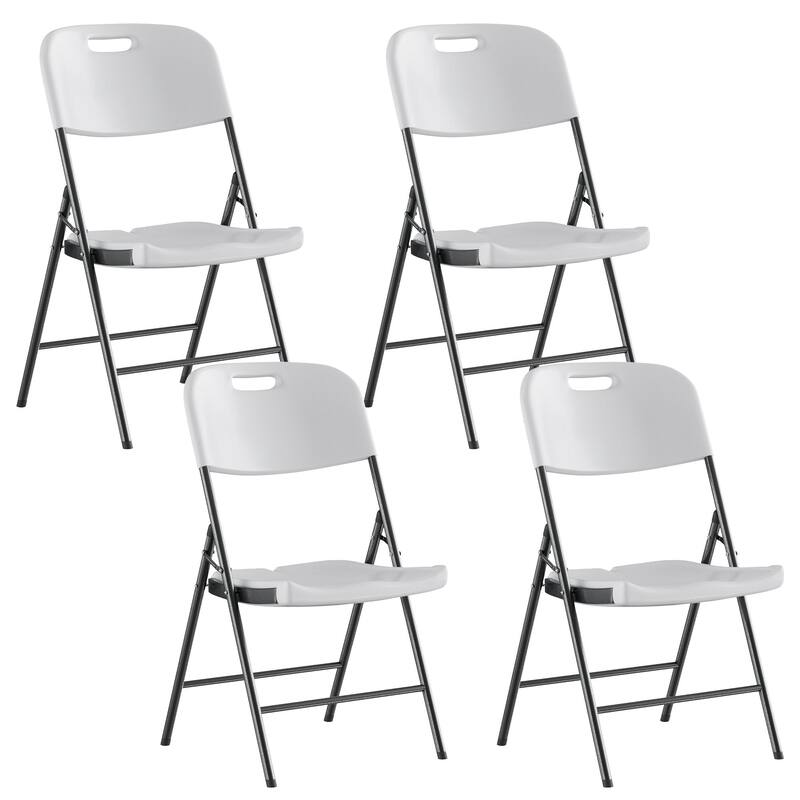 4 Pack Metal Folding Chairs with Padded Cushion and Back, Stackable Fabric Dining Chair Set, Upholstered Commercial Seat