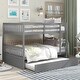 preview thumbnail 1 of 9, Convertible to 2 Full Size Platform Bunk Bed with Ladder Trundle and Safety Rail,Grey