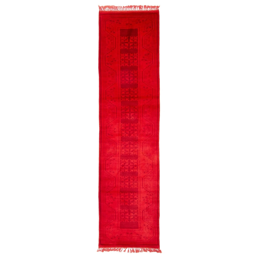 ECARPETGALLERY Hand-knotted Color Transition Red Wool Rug - 2'8 x 10'0
