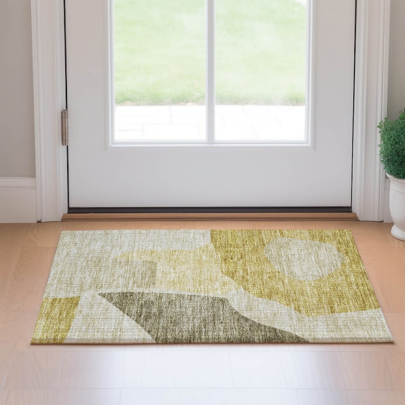 Premium Washable Super Soft Contemporary Geometric Mayfield Rug - Gold - 1' 8" x 2' 6" - Rectangle