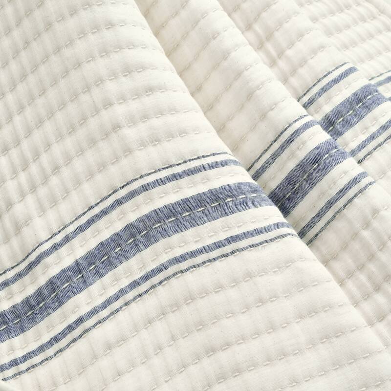 Lush Decor Farmhouse Stripe Kantha Pick Stitch Yarn Dyed Cotton Woven Throw Blanket