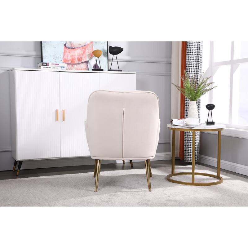 Velvet Dining Chair Beige Club Chair Barrel Chair Side Chair
