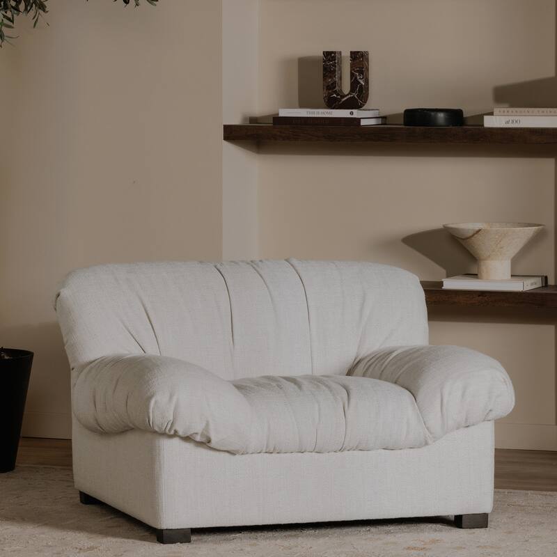 NADAAL STUDIOS Zarek Lounge Chair, Oversized Postmodern Design in Top Grain Leather, Tan