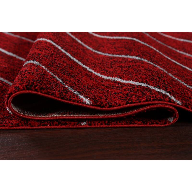 Red Chevron Style Transitional Oriental Turkish Rug Modern Carpet