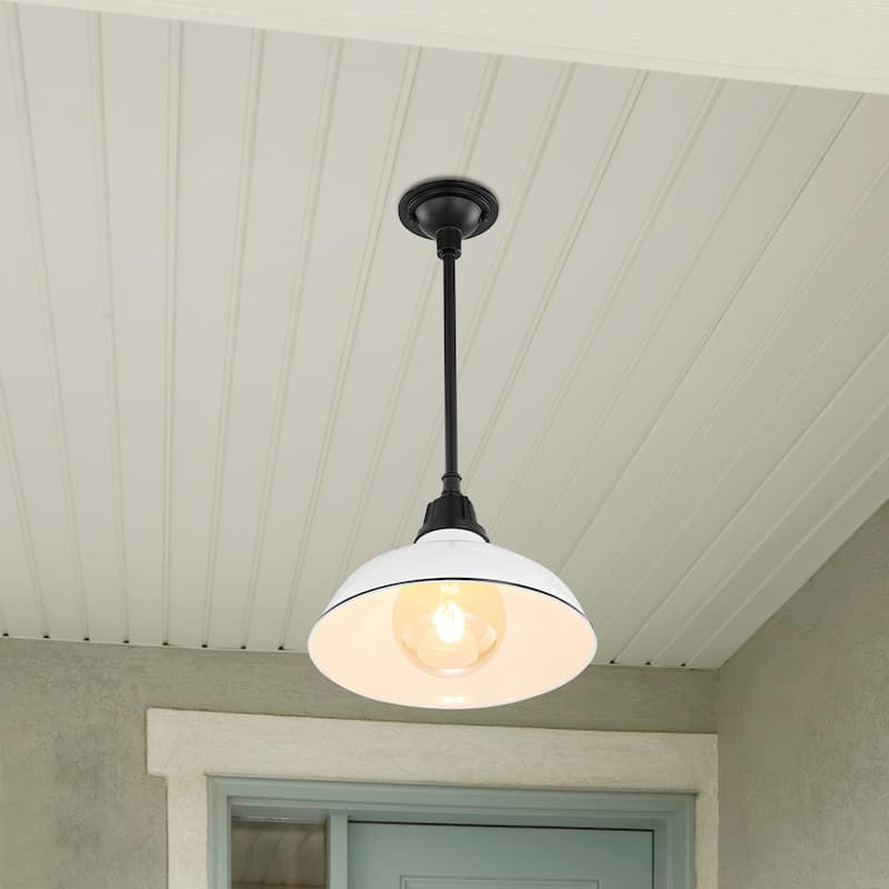 12.25" 1-Light Indoor/Outdoor Iron LED Pendant, by JONATHAN Y - 12.25
