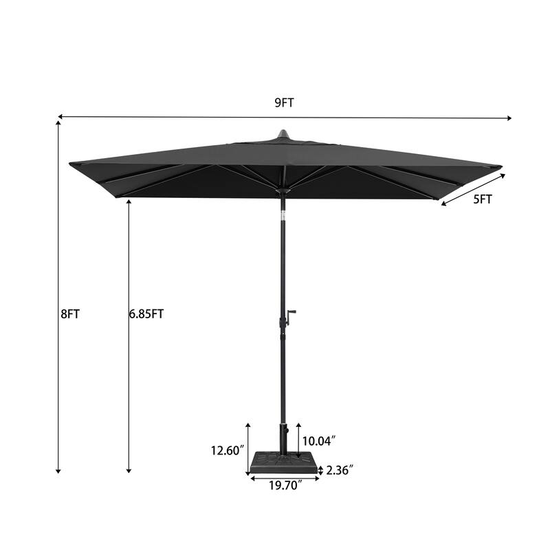 Crestlive Products 9 x 5 FT Patio Outdoor Rectangular Market Umbrella with Base