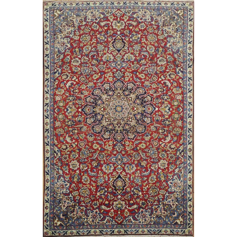 Hand Knotted Oriental 100% Wool Carpet Traditional Floral Red Najafabad Area Rug - 10' 5'' X 6' 8''