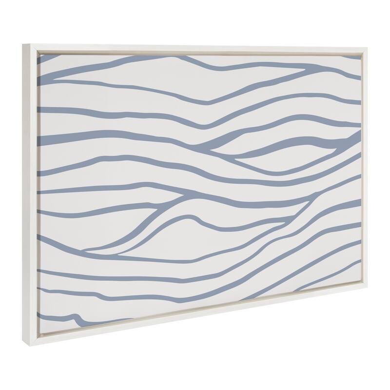 Kate and Laurel Sylvie Simple Elegant Coastal Waves Framed Canvas by The Creative Bunch Studio - 23x33 - White