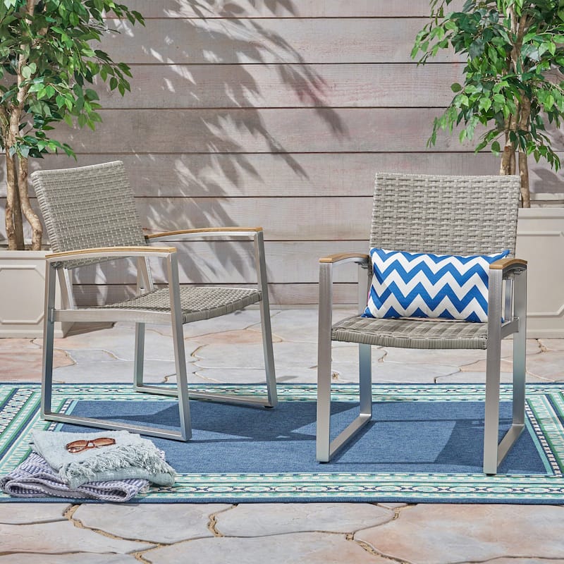 Glasgow Outdoor Dining Chairs with Aluminum Frame (Set of 2) by Christopher Knight Home