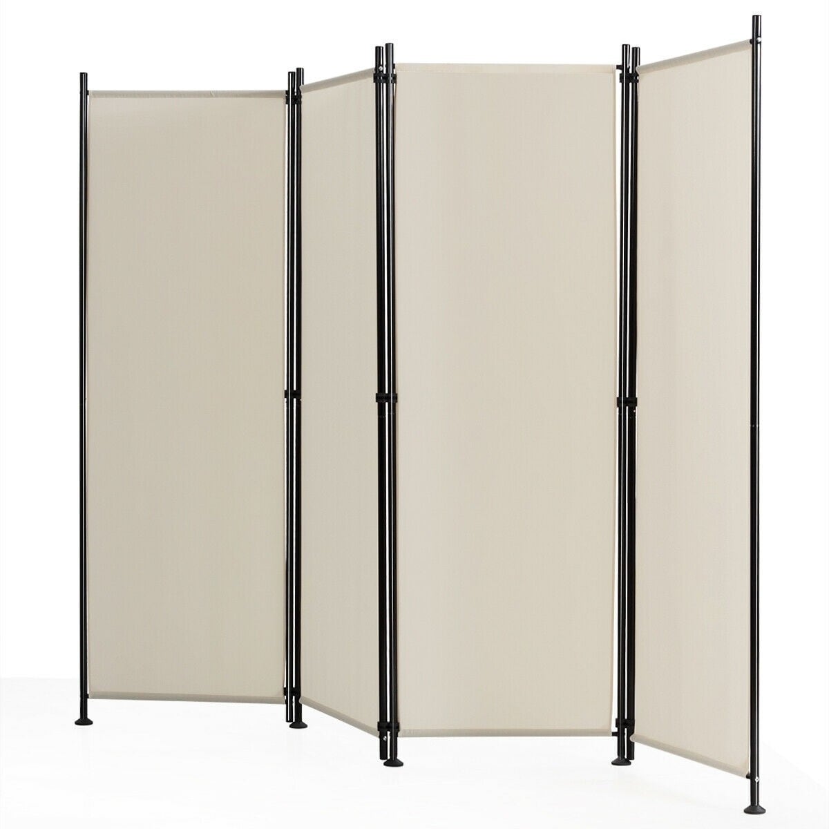 HOMCOM Blinds Style 4-Panel Wood Room Divider, 67'' Tall Folding