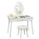 preview thumbnail 1 of 7, Gymax Kids Vanity Makeup Table & Chair Set Make Up Stool Play Set for - See Details White - See Details