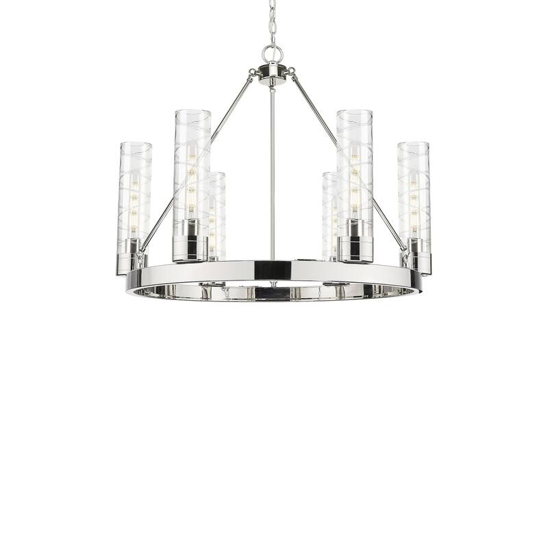 Innovations Lighting 617-6CR-24-29 Boreas Chandelier Boreas 6 Light - Polished Nickel / Deco Swirl